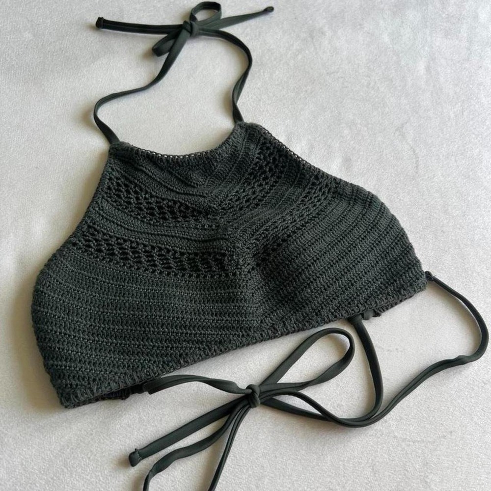Xhilaration dark green crochet swim boho indie festival biker cottagecore fairy